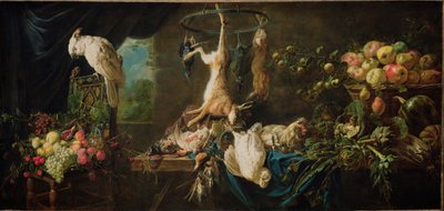 Still Life-ゲーム、野菜、果物、オウム 作： Adriaen van Utrecht