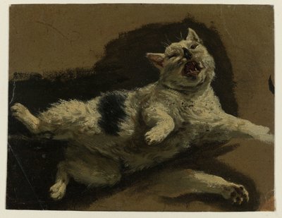 背中に横たわる猫とゆるい足 作： Adriaen van de Velde (attributed to)