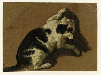 壁の近くで遊ぶ猫 作： Adriaen van de Velde (attributed to)