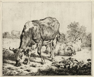 牛1頭と羊3頭 作： Adriaen van de Velde