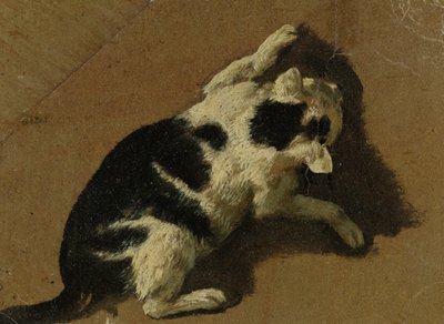 猫遊び（筆描き） 作： Adriaen van de Velde