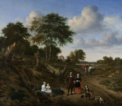 風景の中のカップル、1667 作： Adriaen van de Velde