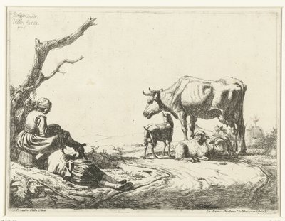 羊飼いと家畜を持つ羊飼い 作： Adriaen van de Velde