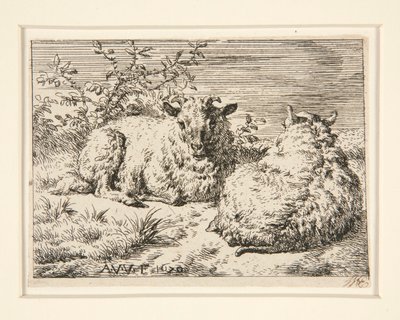 二匹の羊 作： Adriaen van de Velde