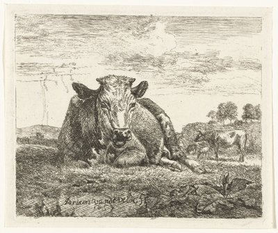 横になっている牛 いろいろな動物（シリーズタイトル） 作： Adriaen van de Velde