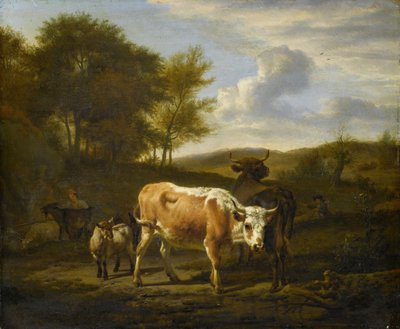 牛のいる山岳風景、1663 作： Adriaen van de Velde