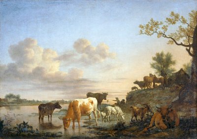 風景：川の動物たち... 作： Adriaen van de Velde