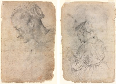 女性の頭の横顔 (右) 台所のメイド (裏) 作： Adriaen van de Velde