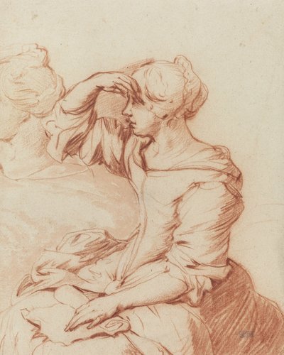 手を座った女性（ブラシとチョークの描画） 作： Adriaen van de Velde