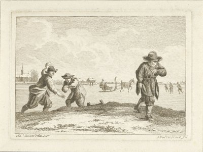 Anthonij van der Haerによって刻まれた雪玉投げ、c.1745-85（エッチング） 作： Adriaen van de Velde