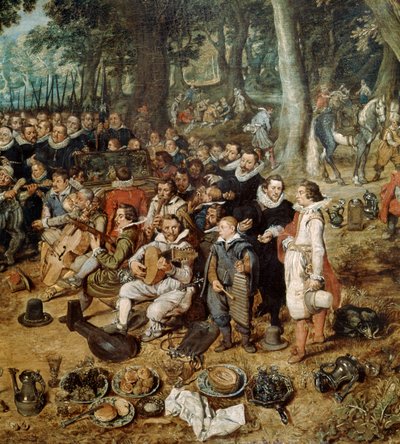 オランダとスペインの間の1609年の休戦の寓話、詳細、17世紀 作： Adriaen van de Venne