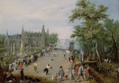 宮殿の前でのジュドポームゲーム。 1614年頃 作： Adriaen van de Venne