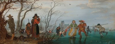 冬（氷の上で楽しい）。 1625 作： Adriaen van de Venne