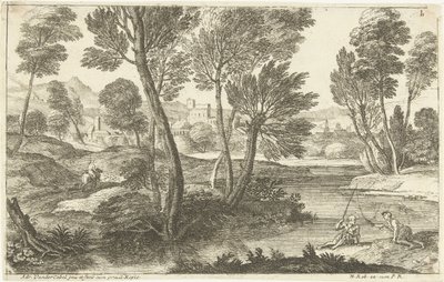 二人の漁師のいる風景 二人の漁師 風景、シリーズ 3 (シリーズ タイトル) 作： Adriaen van der Kabel