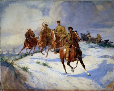 砂丘の大砲、フランダース、1915 作： Adrian Jones