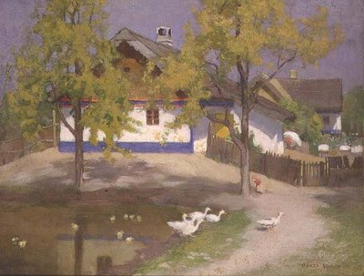 カロッサのスラブ・コテージ》1905-07年頃（油彩・板） 作： Adrian Scott Stokes