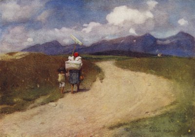 チェコスロヴァキアカルパティア山脈の道（カラーリトグラフ 作： Adrian Scott Stokes