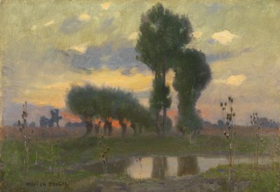 平野の夕べ（船内の油） 作： Adrian Scott Stokes