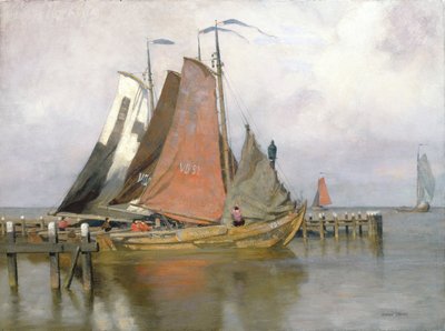 1899年、ザイダージー港を出る漁船 作： Adrian Scott Stokes