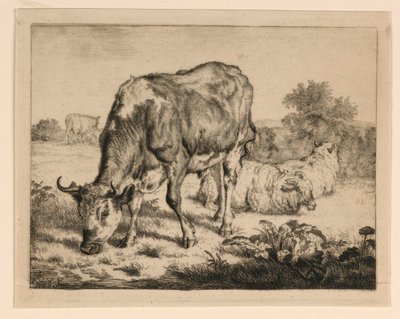 牛と三匹の羊 作： Adrian van de Velde