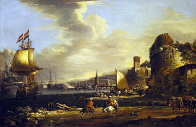 ジェノヴァの港 1660年頃 油彩・カンヴァス 作： エイドリアンファンデルカベル