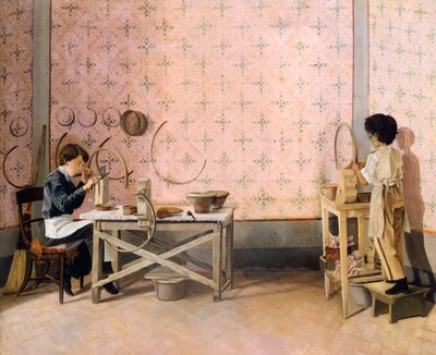 アラバスターで働く子供たち アドリアーノ・チェチオーニ（1836-1886）作 油彩・カンヴァス 39.5x47.5cm 作： Adriano Cecioni
