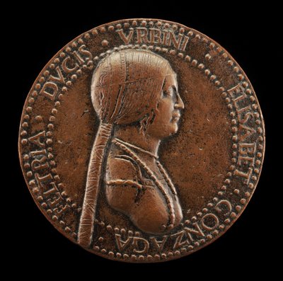 エリザベッタ・ゴンザガ、1526年没、ウルビーノ公爵夫人、グイドバルド1世の妻、1489年…おそらく1502年以降。 作： Adriano Fiorentino