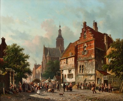 19世紀の夏のオランダ市場 作： Adrianus Eversen