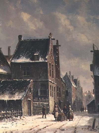 冬のオランダの街並み 作： Adrianus Eversen