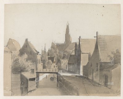 ハールレムの運河の眺め、聖バーフを背景に Haarlem (オブジェクトのタイトル) 作： Adrianus Eversen