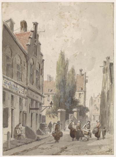 行商のある街並み 作： Adrianus Eversen