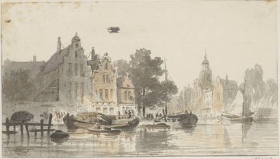 運河のある街並み 作： Adrianus Eversen