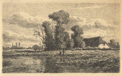 溝と農場のある風景 作： Adrianus van Everdingen