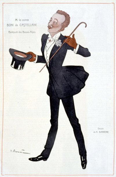 カステラーヌ伯爵の漫画 - アドリアン・バレール（1877-1931）の "Fantasio "でのイラスト 作： Adrien Barrere