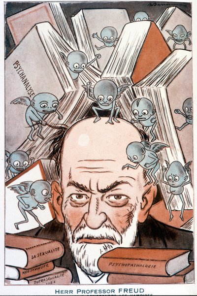ジークムント・フロイトの漫画「吸血鬼を理解するために必要なこと」 - 1931年5月15日付「Fantasio」に掲載されたAdrien Barrere（1877-1931）のイラスト 作： Adrien Barrere