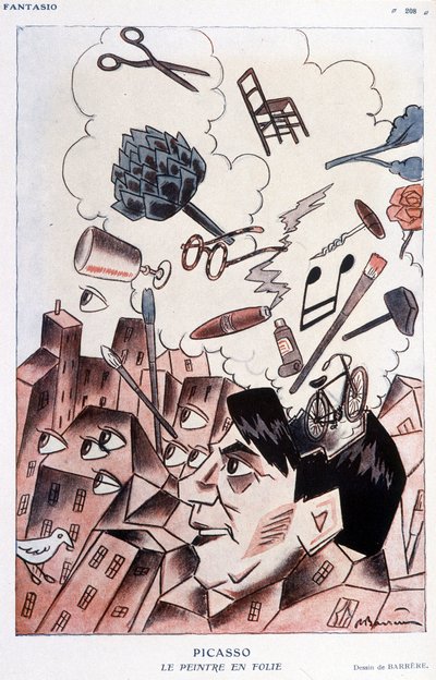 Barrèreが描いたPablo Picassoのユーモラスな絵-1928年11月15日の「Fantasio」に掲載。 作： Adrien Barrere