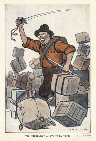 Theodore ROOSEVELT (1858-1919) または「ファンタジオ」の反タルチュフ（タルチュフ）の肖像（1913年02月01日より） - イラスト：Adrien Barrere (1877-1931) 作： Adrien Barrere