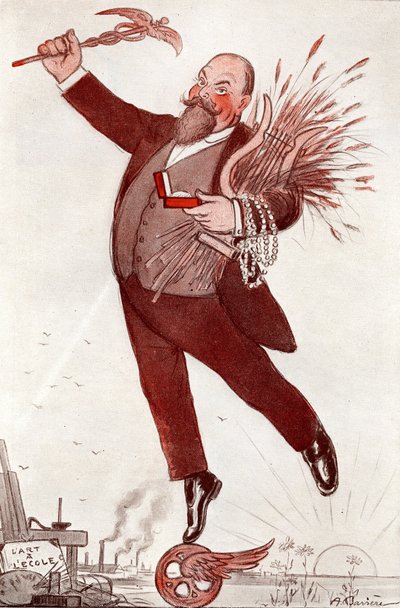 詩人・政治家モーリス・クーバ（1866-1931）の肖像画（モーリス・ブーケイ） - アドリアン・バール（1874-1931）のドローイング、『FANTASIO』1911年より引用 作： Adrien Barrere