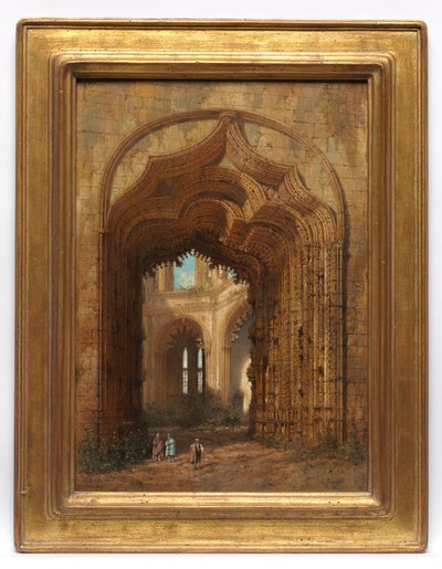 廃墟の教会 1840年頃（油彩・パネル） 作： Adrien Dauzats