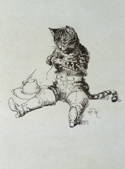 シャルル・ペローの「妖精たちの物語」に登場する「Le Chat Bottté」（Adrien Marieのイラスト）。 作： Adrien Emmanuel Marie