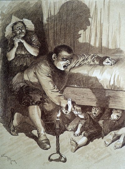 Pepetit Poucet -Charles Perrault作「Les tales de fées」の中で、Adrien Marieがイラストを担当。 作： Adrien Emmanuel Marie