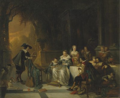 法廷で詩を読むジョン・ドライデン（1869年 作： Adrien Ferdinand de Braekeleer
