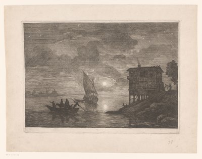 夜のフェリー ルバック 作： Adrien Manglard (attributed to)