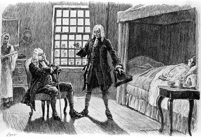アドリアン・モロー（1843-1906）がフランソワ・マリー・アルエ（1694-1778）の『キャンディード』を描いた版画。 作： Adrien Moreau