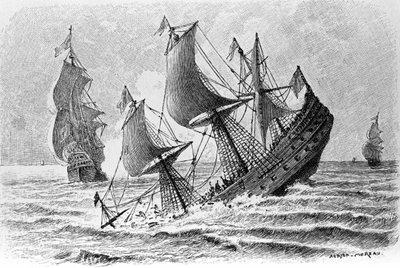 アドリアン・モロー（1843-1906）がフランソワ・マリー・アルエ（1694-1778）の『キャンディード』を描いた版画。 作： Adrien Moreau