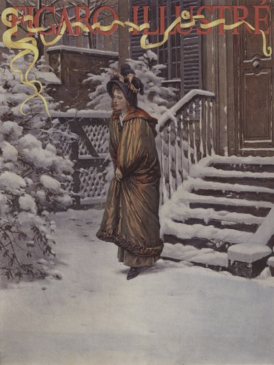 プレミアネージュ（初雪）。ルフィガロイラストの表紙、1894年1月 作： Adrien Moreau