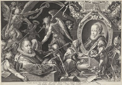 Bartholomeus Spranger と彼の妻 Christina Muller の寓意的な肖像画 作： Egidius  Sadeler (II)