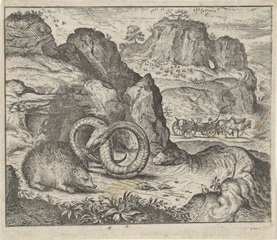 ハリネズミと蛇の寓話 作： Egidius  Sadeler (II)