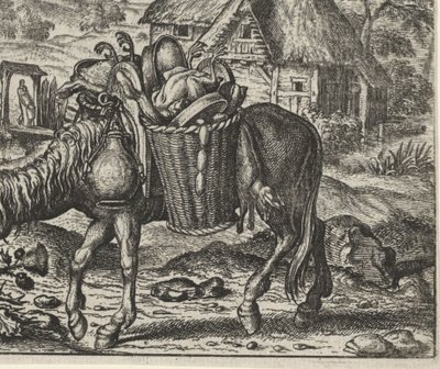 珍味を積んだロバの寓話 作： Egidius  Sadeler (II)