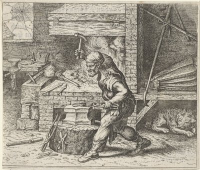 鍛冶屋と犬の寓話 作： Egidius  Sadeler (II)